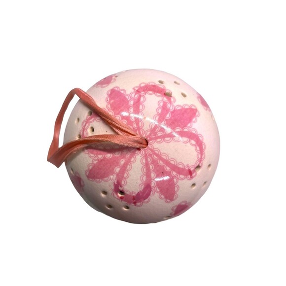 Vintage Ceramic Potpourri Pomander Hanging Ball Floral Pink w/Potpourri - Picture 6 of 8